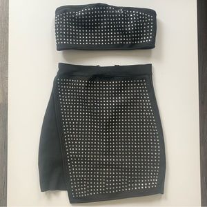 MISSGUIDED Petit Black Bandeau and Skirt Set